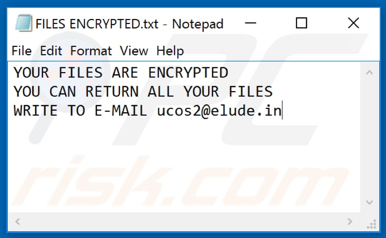Ficheiro de texto com ransomware incorreto (FILES ENCRYPTED.txt)