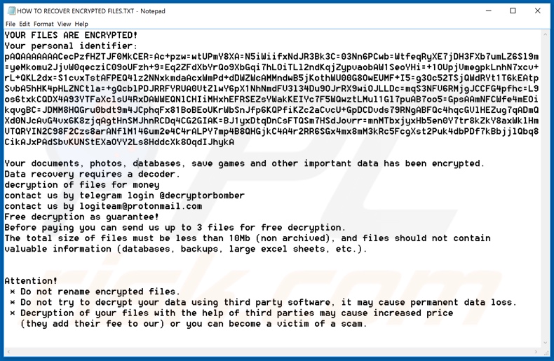 Instruções de desencriptação de bomba (HOW TO RECOVER ENCRYPTED FILES.TXT)