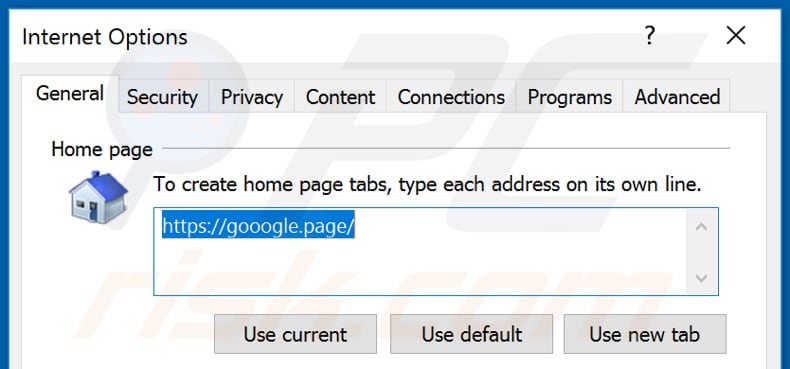 Removendo gooogle.page da página inicial do Internet Explorer