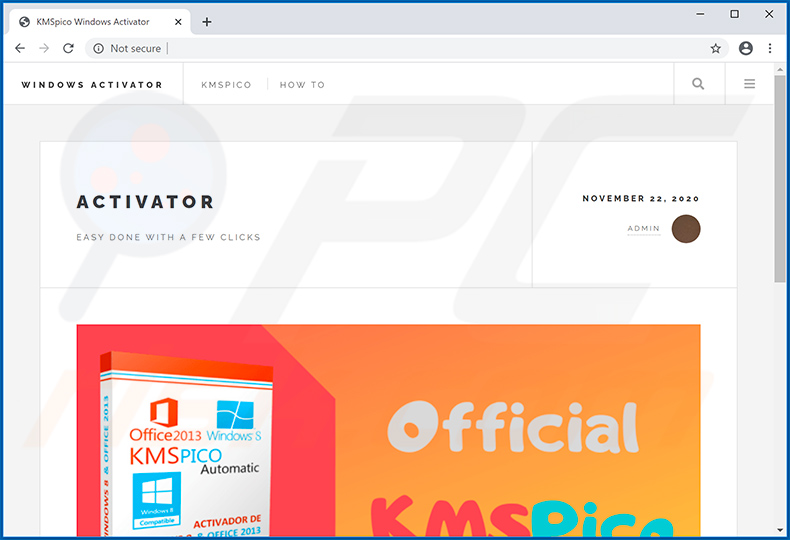 Site de promoção de KMSPico que injecta Buer Loader e AsyncRAT no sistema