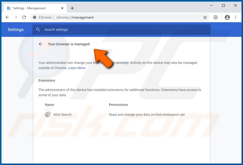 sequestrador de navegador mint search Managed by Your Organization