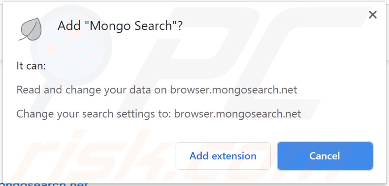 Sequestrador de navegador Mongo Search a pedir permissões