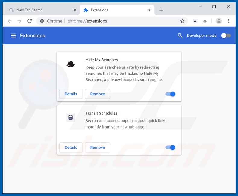 Remoção de extensões do Google Chrome relacionadas ao mybrowser-search.com