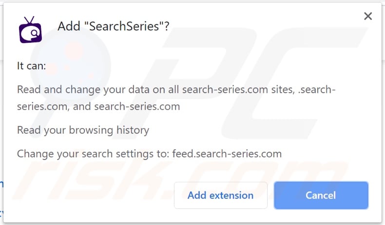 Sequestrador de navegador SearchSeries a pedir permissões