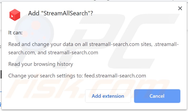 streamallsearch pede permissão para ser instalado