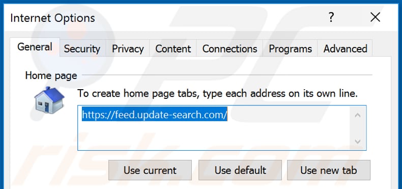 Removendo o update-search.com da página inicial do Internet Explorer
