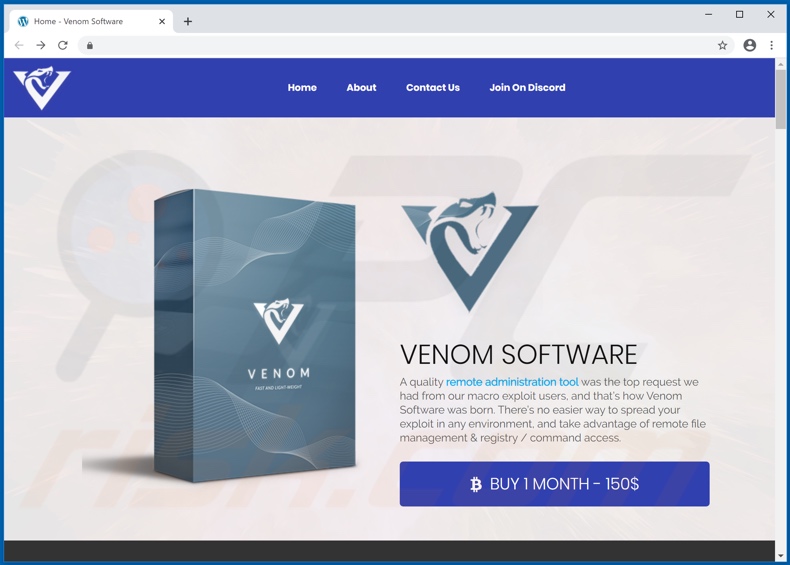 Site de promoção do malware VenomRAT