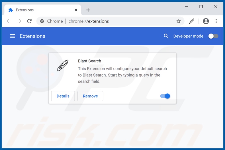 Removendo as extensões do Google Chrome relacionadas ao blast-search.net