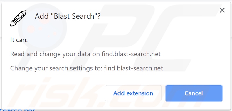 Sequestrador de navegador Blast Search a pedir permissões