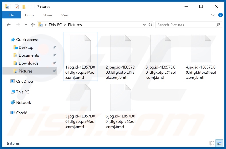Ficheiros encriptados pelo ransomware Bmtf (extensão .bmtf)