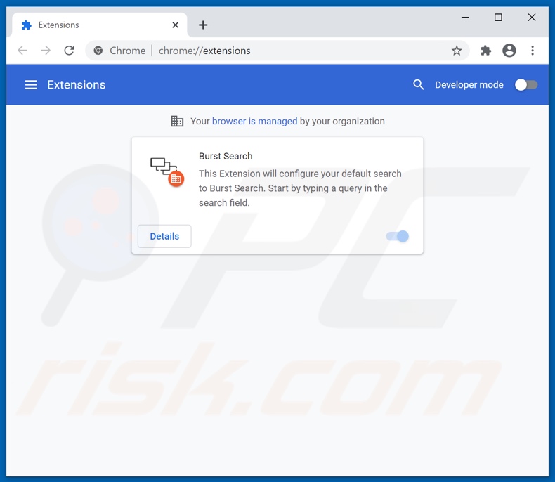 Remoção de extensões do Google Chrome relacionadas ao burstsearch.com