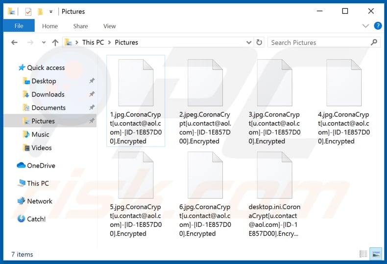 Ficheiros encriptados pelo ransomware CoronaCrypt (extensão .Encrypted)