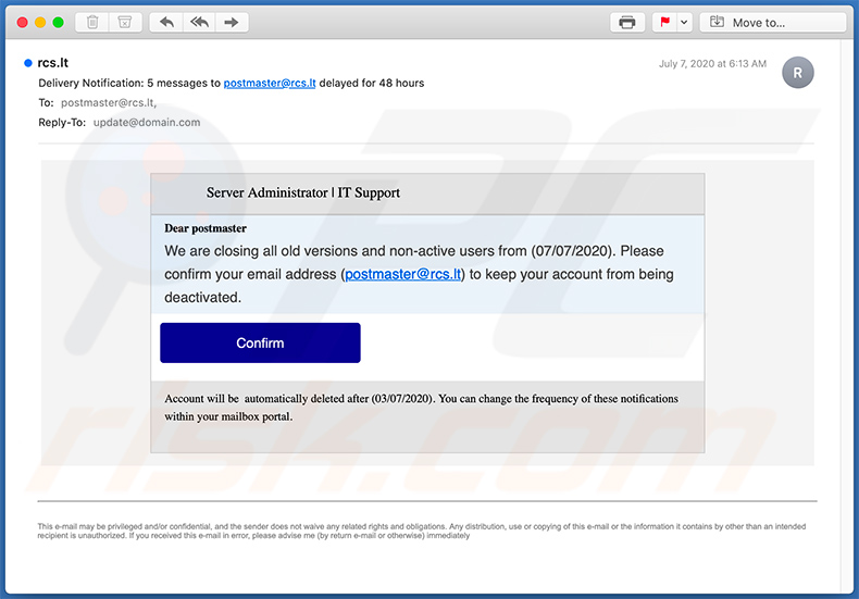 e-mail de spam Email credentials phishing (2013-07-13) - exemplo 2