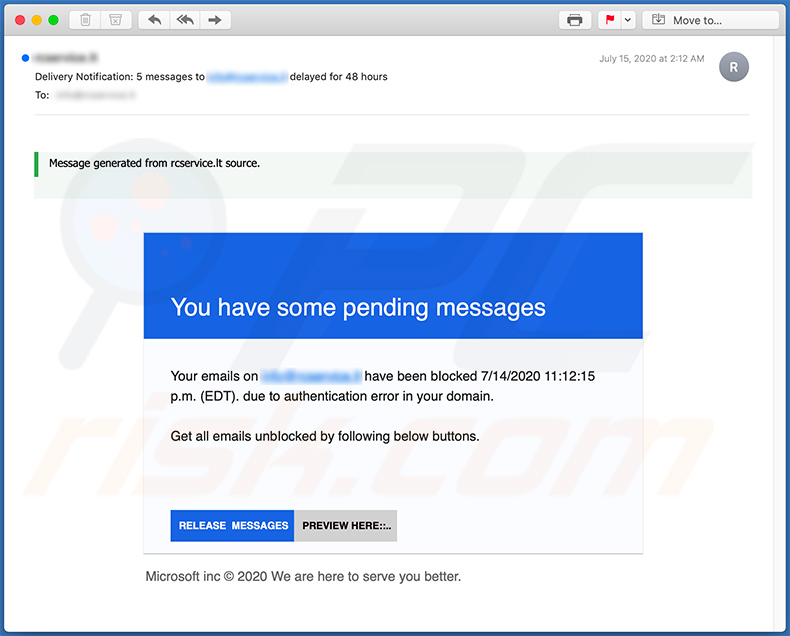 email de phishing e spam Email credentials phishing (2020-07-17)