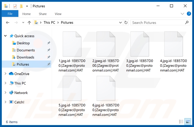 Ficheiros encriptados pelo ransomware HAT (extensão .HAT)