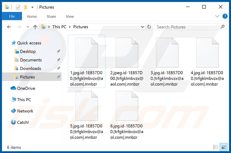 Ficheiros encriptados pelo ransomware Mnbzr (extensão .mnbzr)