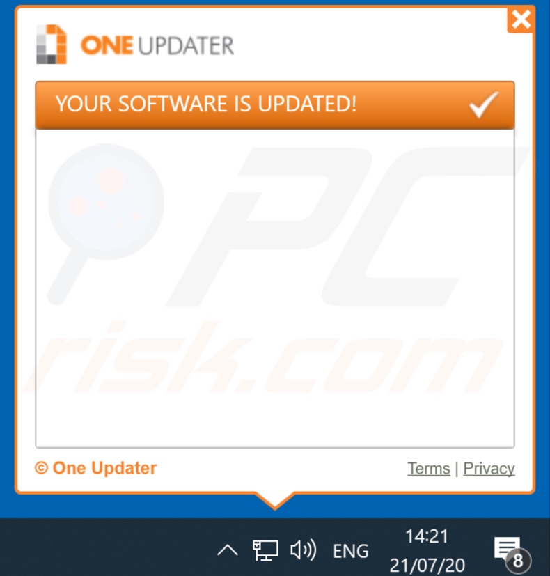 O adware OneUpdater exibiu um pop-up