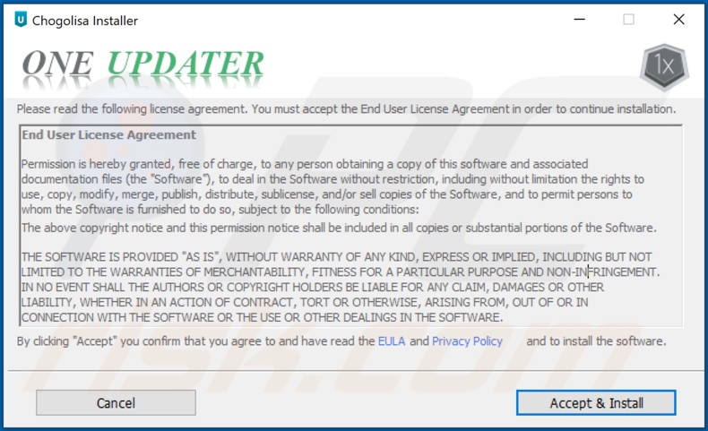 Instalador de adware OneUpdater