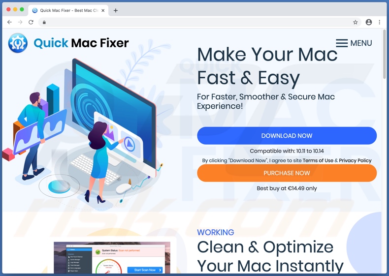 Site usado para promover Quick Mac Fixer API