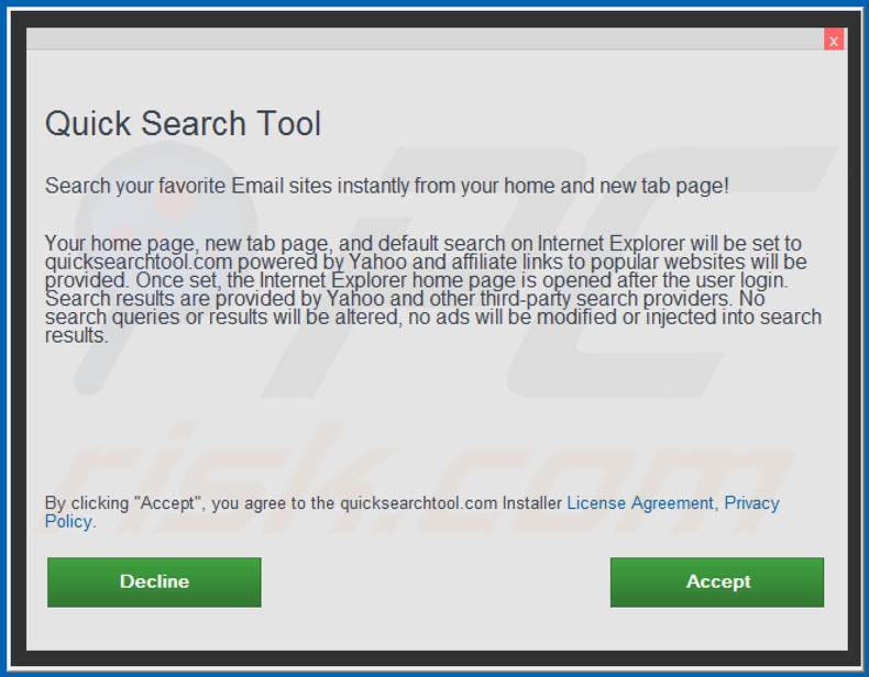 Configuração oficial da instalação do sequestrador de navegador da Quick Search Tool