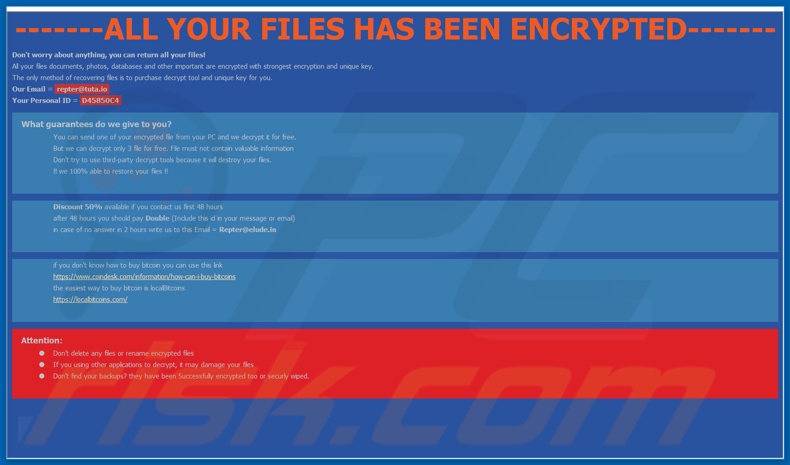 instruções de desencriptação de Repter (How To Decrypt Files.hta)