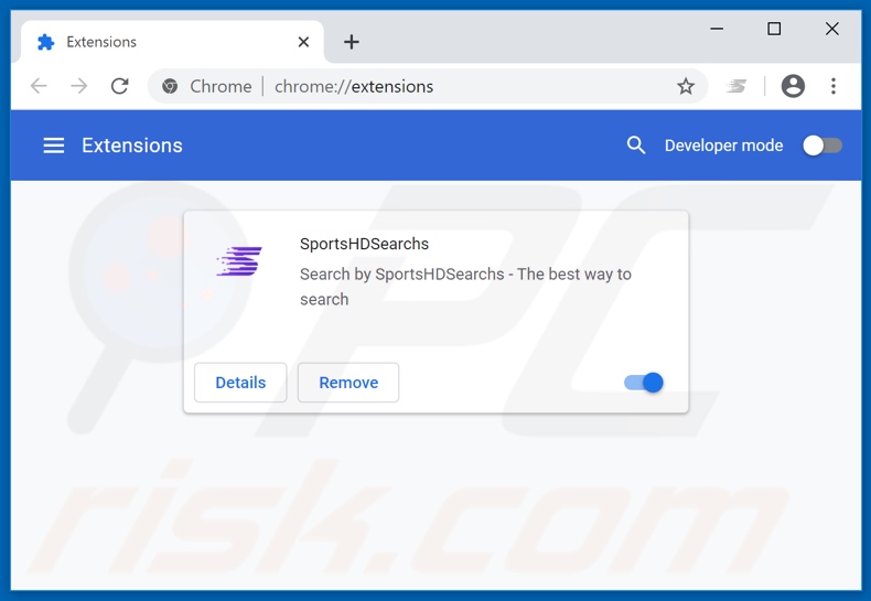 Remoção de extensões do Google Chrome relacionadas ao sportshdearchs.com