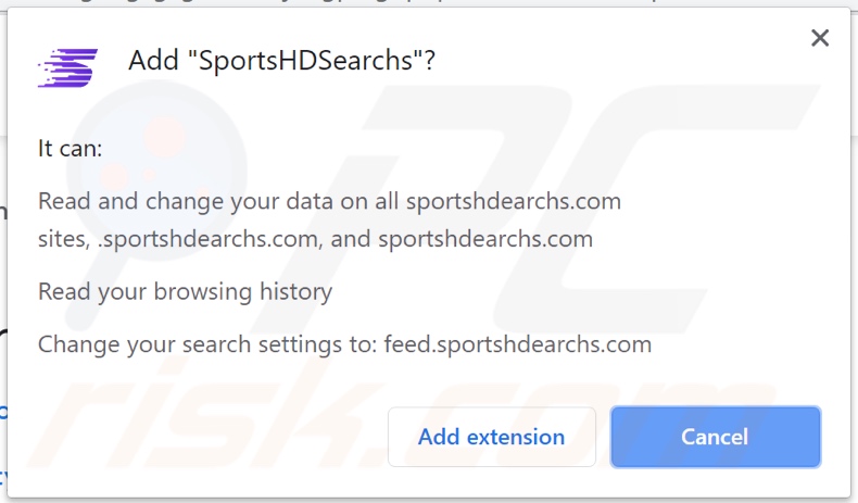 Sequestrador de navegador SportsHDSearchs a pedir permissões