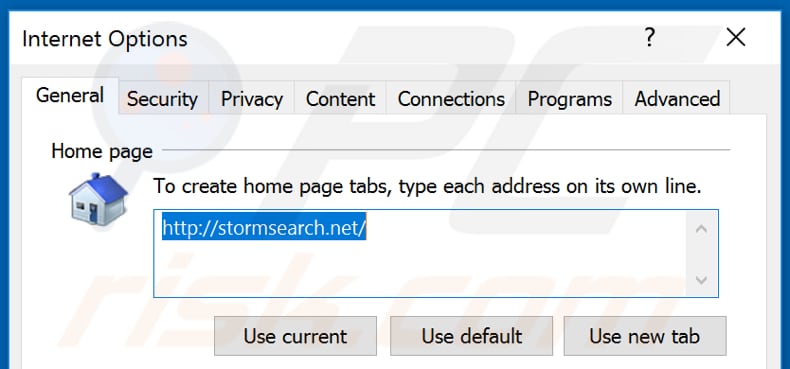 Removendo stormsearch.net da página inicial do Internet Explorer