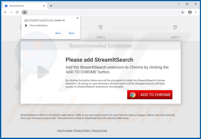 Site usado para promover o sequestrador de navegador StreamItSearch