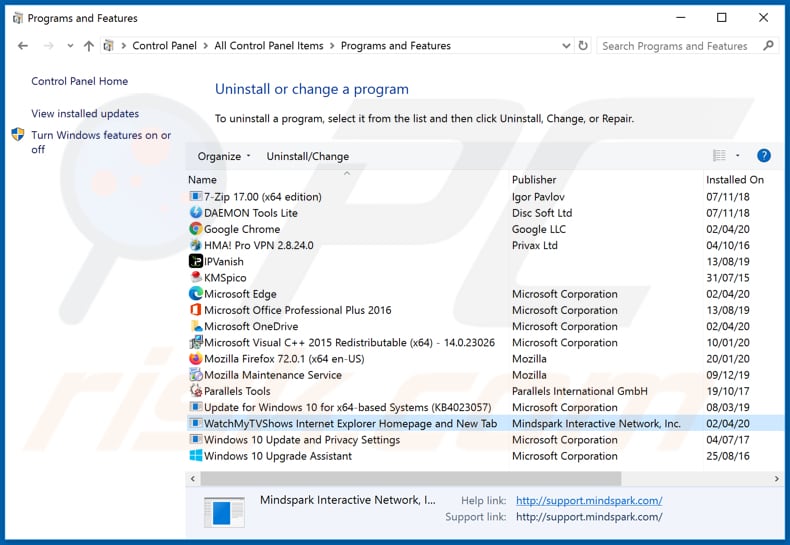 Desinstalador do sequestrador de navegador hp.myway.com via Painel de Controlo