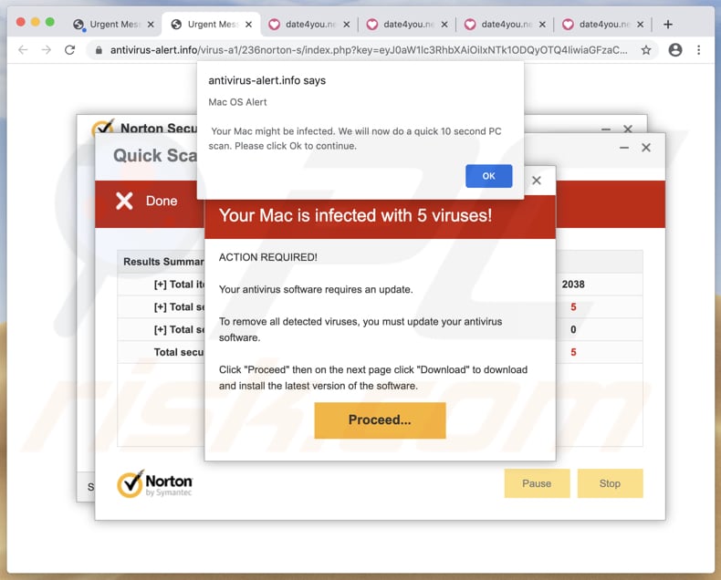fraude Your Mac is infected with 5 viruses!