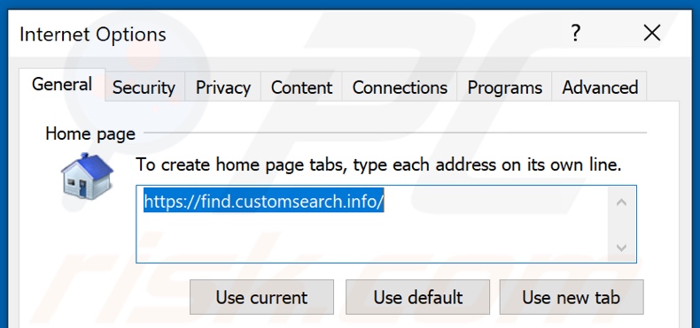 Removendo Custom Search.info da página inicial do Internet Explorer