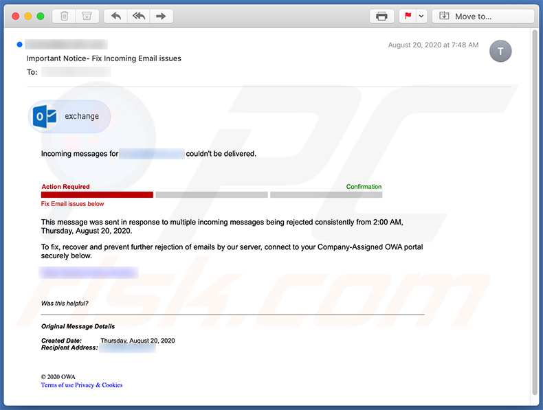 e-mail de spam Email credentials phishing (2020-08-24)