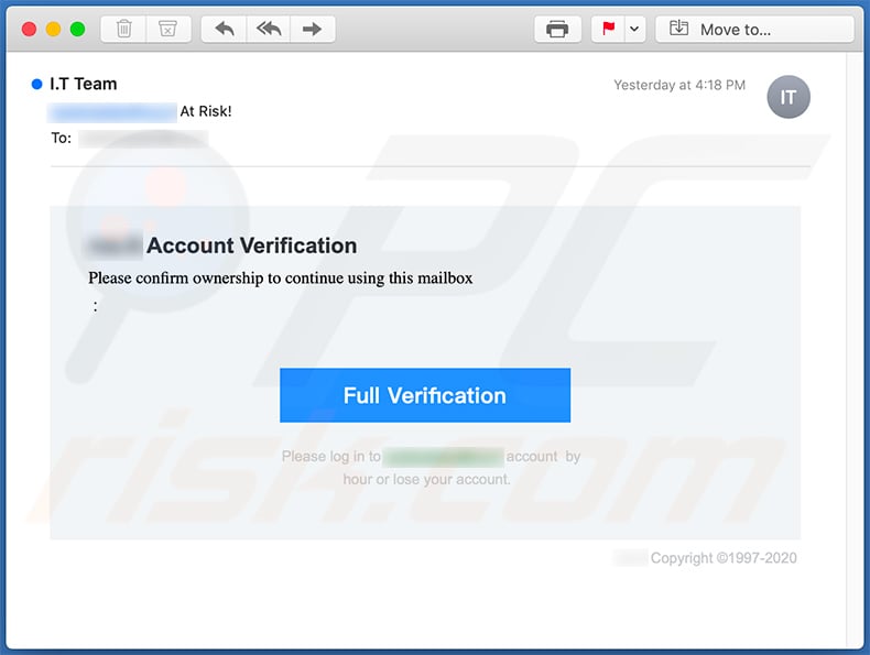 spam Email credentials phishing