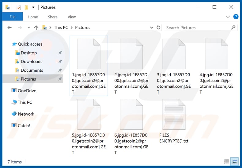 Ficheiros encriptados pelo ransomware GET (extensão .GET)