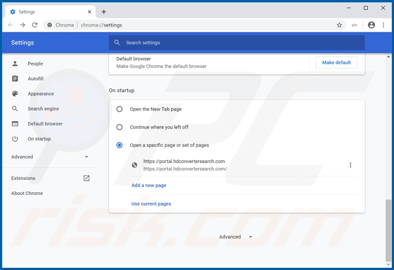 Removendo hdconvertersearch.com da página inicial do Google Chrome