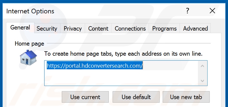 Removendo hdconvertersearch.com da página inicial do Internet Explorer