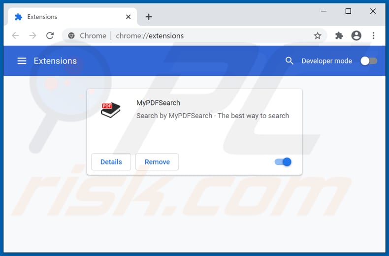 Removendo as extensões do Google Chrome relacionadas a mypdf-search.com