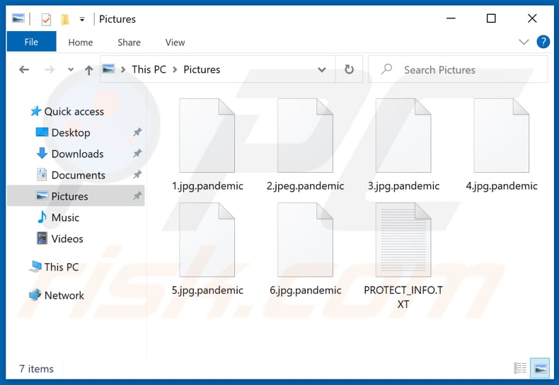 Ficheiros encriptados pelo ransomware Pandemic (extensão .pandemic)