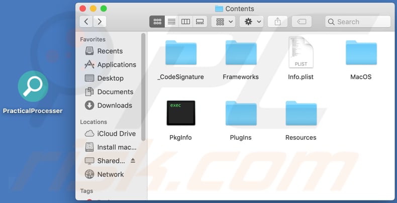 pasta de conteúdo do adware PracticalProcester