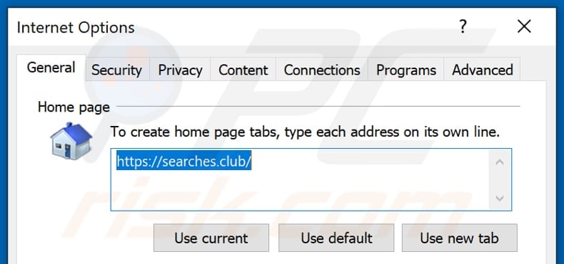 Removendo o search.club da página inicial do Internet Explorer