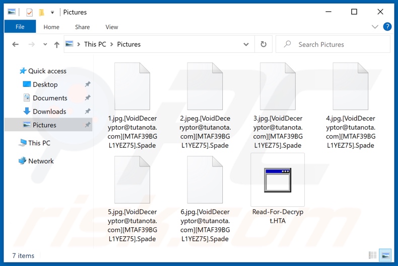 Ficheiros encriptados pelo ransomware Spade (extensão .Spade)