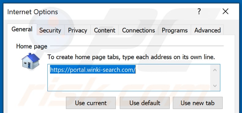 Removendo winki-search.com da página inicial do Internet Explorer