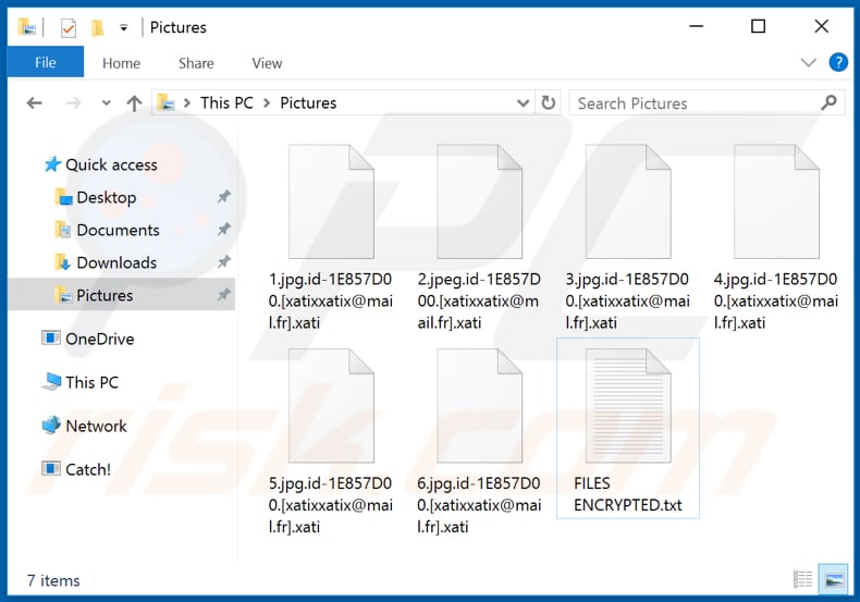 Ficheiros encriptados pelo ransomware Xati (extensão .xati)