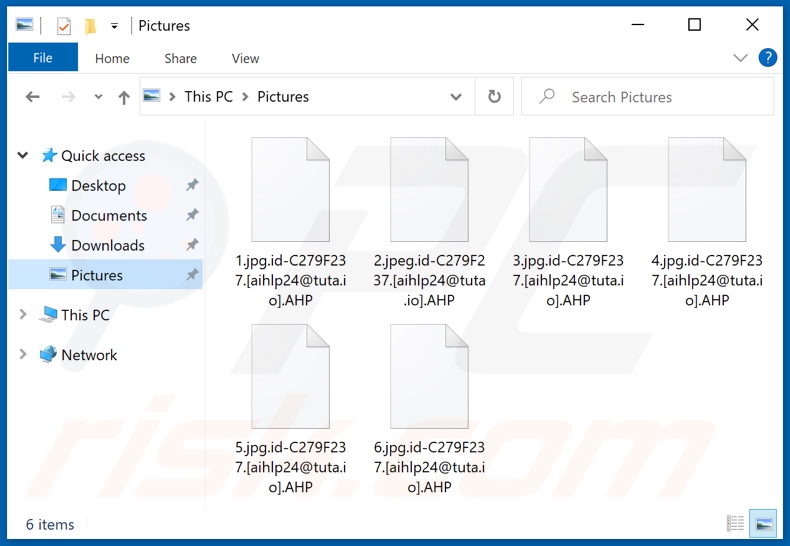 Ficheiros encriptados pelo ransomware AHP (extensão .AHP)