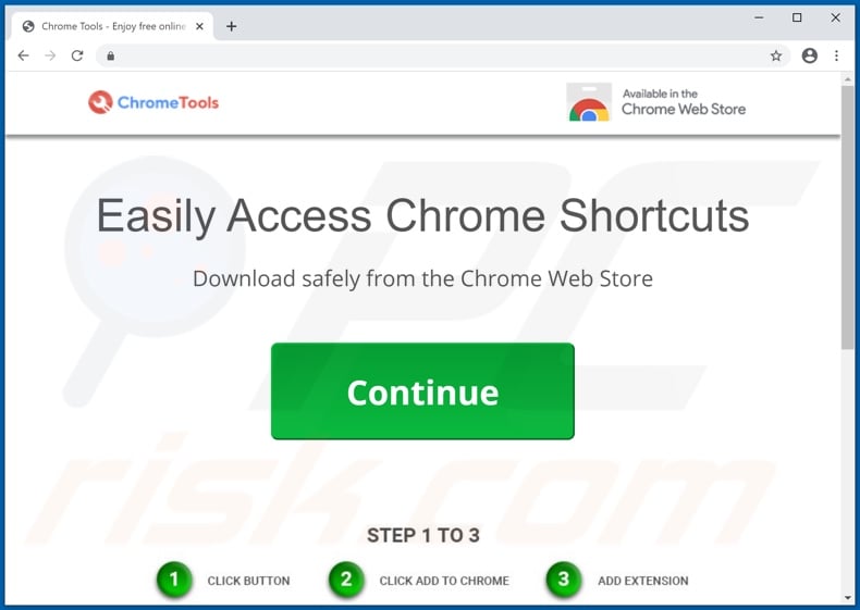 Site que promove adware de ferramentas do Chrome