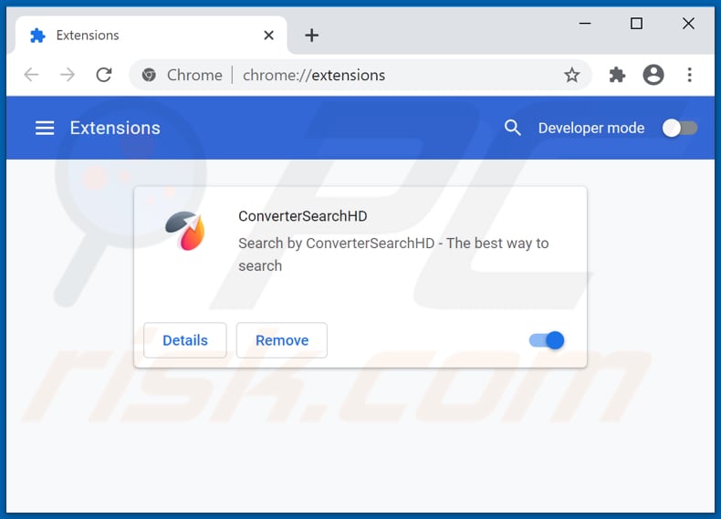 Removendo as extensões do Google Chrome relacionadas a convertersearchhd.com