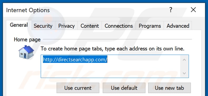 Removendo directsearchapp.com da página inicial do Internet Explorer