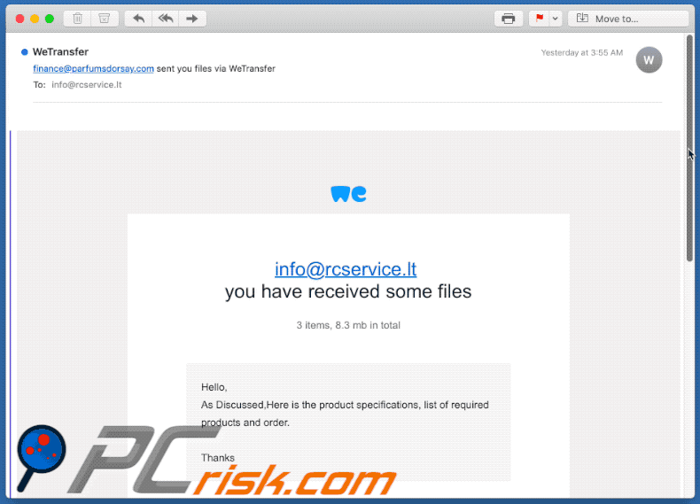Email de spam usado para fins de phishing