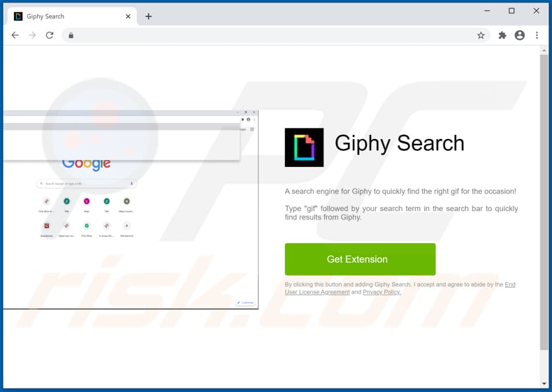 Redirecionamentos pop-up do Giphy Search